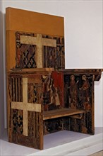 Prior chair of Princess Blanca of Aragon and Anjou, tempera on wood, 1233, from the Monastery of ?