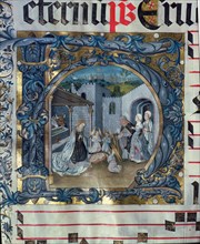 Birth of Jesus, Choirbook No. 5, miniature of the H capital letter of sheet 88v.