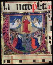 Ascension of Jesus, miniature in choirbook 7, sheet 57.