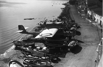 Spanish Civil War, 1936-1939, seaplane base on the beaches of Pollensa (Baleares) 1937.