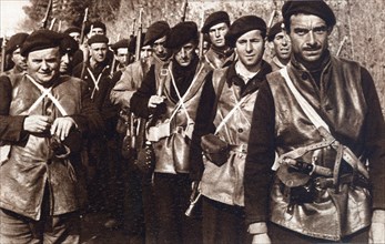 Spanish Civil War, 1936-39. Group of antifascist combatants in the International Brigades during ?