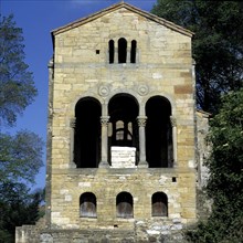 View of the east façade of the church of Santa María del Naranco, originally the house of Ramiro ?