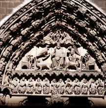 Detail of the Sculptures in the tympanum of the Sarmental door of the cathedral of Burgos, it hig?