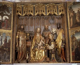 Triptych with the theme of the Epiphany, Gothic work in polychromed wood and related to the Gil o?