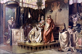 The conversion of Recaredo, the Visigoth King Recaredo I is converted to Christianity in the Thir?