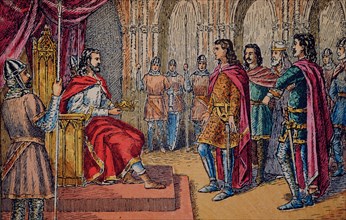 Abdication of Alphonse III, King of Asturias (866-910) in favor of his sons Garcia, Ordoño and Fr?