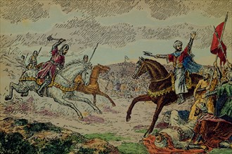 Battle of Salado River (1340), drawing.