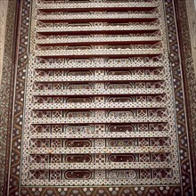 Coffered ceiling of the Bahia Palace of Marrakech.