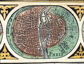 Paris, colored engraving from the book 'Le Theatre du monde' or 'Nouvel Atlas', 1645, created, pr?