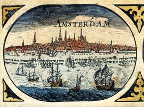 Amsterdam, colored engraving from the book 'Le Theatre du monde' or 'Nouvel Atlas', 1645, created?