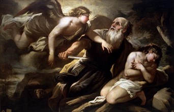 The Sacrifice of Isaac', oil on canvas, the Hebrew patriarch Abraham is interrupted by the angel ?