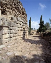 Roman Theatre of Mérida, remains of the road that gave access to the entrance vomitoriums of the ?