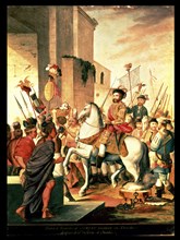 Entrance of the Cortés army triumphant in Tlascala after the victory of Otumba, painting inspired?