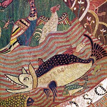 Tapestry of Creation, detail of the separation of land and water, 11th - 12th Century.