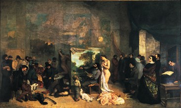 'The Artist's Studio', 1855, oil Painting by Gustave Courbet.