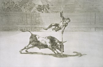Bullfighting, series of etchings by Francisco de Goya, plate 20: 'Ligereza y atrevimiento de Juan?