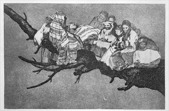 The Proverbs or The Follies, series of etchings by Francisco de Goya, plate 3: 'Extraña locura' (?