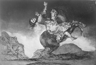 The Proverbs or The Follies, series of etchings by Francisco de Goya, plate 10: 'El caballo rapto?