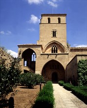 Exterior view of the entrance to Alcañiz castle (Teruel).