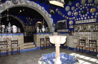 Inside of one of the rooms of the Cau Ferrat Museum in Sitges (Barcelona), with a fountain in for?