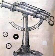 Schematic drawing of an old telescope in the cover of 'Principia Philosophiae' by René Descartes,?