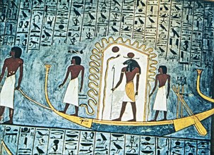 God Ra travelling through the world of dead, fresco in the tomb of Ramses I.