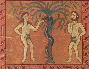 Adam and Eve with the serpent, tempera on wood, from the side of the altar of Sagas.
