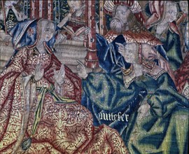 Exaltation of Joseph', tapestry of the series History of Joseph, detail of Potiphar and his wife.?