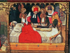 Altarpiece of the Saints Abdon and Senen, detail of the operation of the joint of the leg of an E?