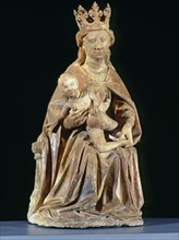Madonna and Child, sculpture from the tomb of Bishop Bernat de Pau (1394 - 1457), made in alabast?