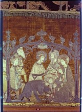 Adoration of the Magi, embroidered on a cloth of gold and silk.