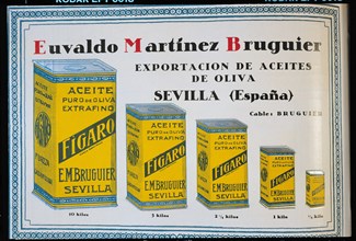 Ad of the olive oil brand Figaro de Euvaldo Martinez of Seville, 1923.