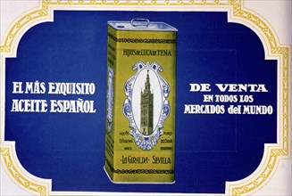 Ad of the olive oil brand the Giralda, from sons of Luca de Tena of Seville, 1923.