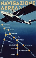 Poster advertising the company Navigazione Aerea, SA. Genova, 1932.