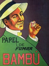 Poster advertising the brand of cigarettes paper Bambú, 1920.