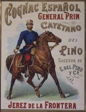 Label of the cognac 'General Prim' from the Cayetano del Pino wineries in Jerez de la Frontera, 1?