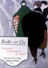 Flyer of 1921 advertising Badia House in Barcelona, a textile factory since 1914.