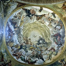 Transept vault decorated with paintings by Fray Manuel Bayeu in the Cathedral of Jaca.