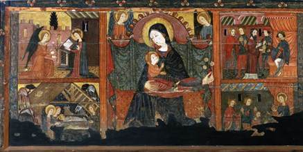 'Frontal of the Mother of God', tempera on wood, from Bellver de Cerdanya. The painting is divid?