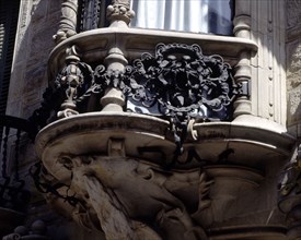 Detail of a balcony of the house 'Can Calvet', at Caspe Street in Barcelona, 1898-1900, designed ?