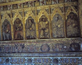 Alcazar of Seville, Hall of Ambassadors, detail of the Paintings where appear kings John II, Henr?
