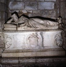 Tomb of inquisitor Antonio del Corro made of alabaster, in the church of Our Lady of Angels in Sa?
