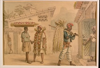 Sellers of garlic and onion, watercolor, 1826.
