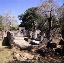 View of the ruins of Gede, with the remains of an ancient Swahili site, in Malindi, Kenya.