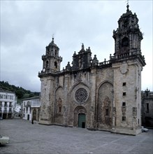 Façade of the Cathedral of Mondoñedo (Lugo), the cathedral has several styles by successive addit?