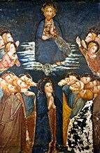 'Ascension of Jesus into heaven surrounded by the apostles and the Virgin Mary' detail of the pa?