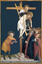 'Descent from the Cross' detail of the paintings by Ferrer Bassa, frescoes preserved in the chap?
