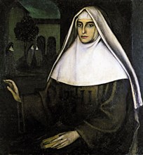 'Portrait of a nun', oil Painting by Julio Romero de Torres.