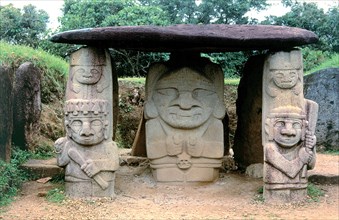Archaeological park of San Agustín in Huila, Colombia. Table A, set of 3 figures, in the middle t?