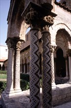 Detail of inlaid mosaic arches of the Monreale Cathedral cloister in Sicily, Norman-Byzantine sty?